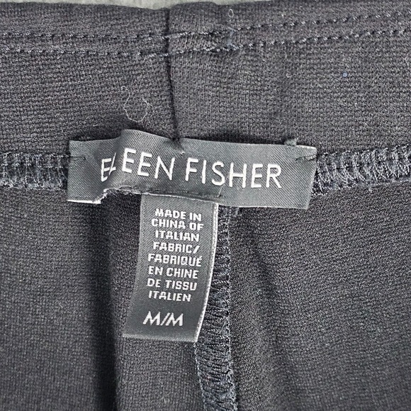 Eileen Fisher Pants Womens Medium Black Ankle Zip Pull On Stretch Casual - Picture 6 of 9